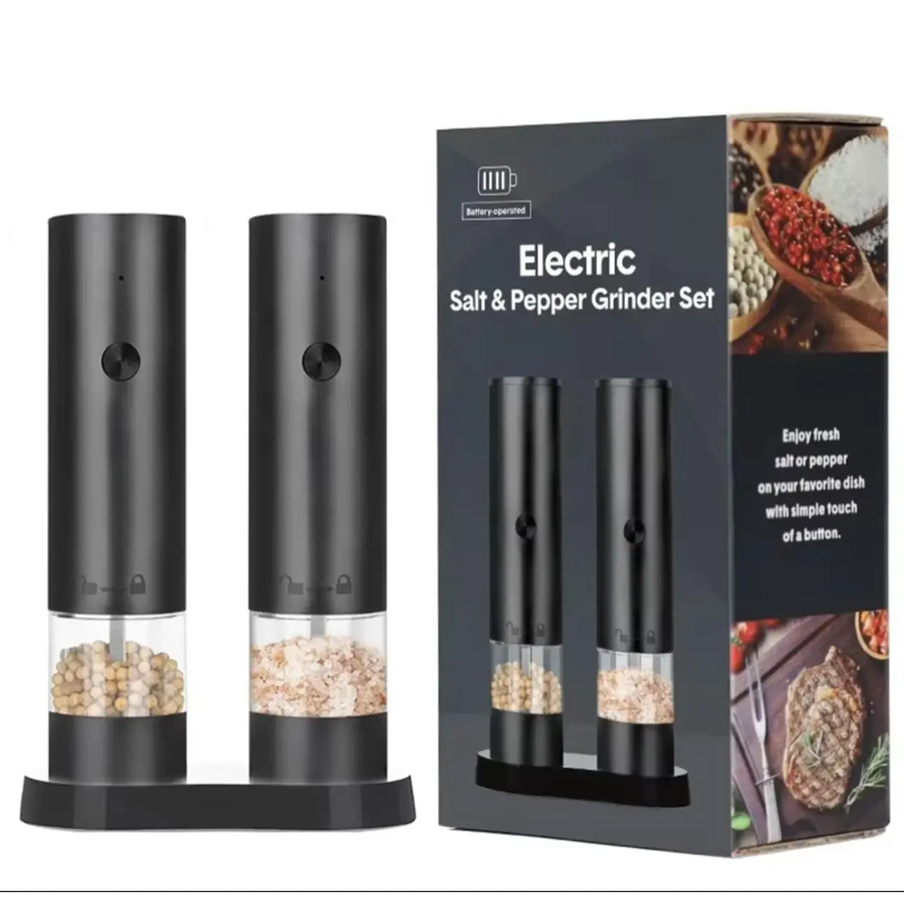 USB Rechargeable Electric Salt and Pepper Grinder Adjustable Coarseness Large Capacity Auto Spices Grinders Kitchen