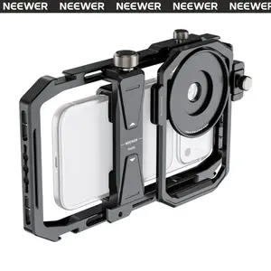 NEEWER PA058 Universal Phone Cage, Aluminum Smartphone Video Rig with Multiple 1/4" Threads & Cold Shoe Mounts, Mobile Filmmaking Cage for Vlog, Live Streaming & Video Recording