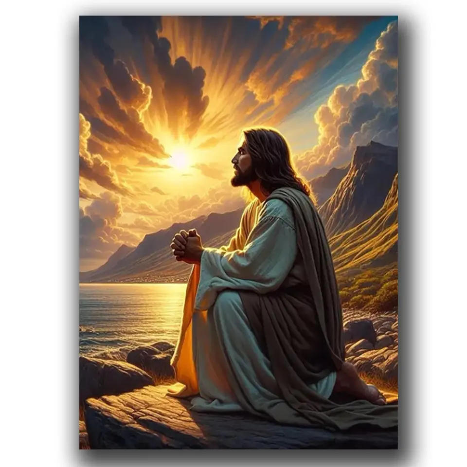 Jesus Diamond Art Kit for Adults, Full Round Drill DIY Diamond Painting, Beginners' DIY Handicraft for Home Decor & Gift, Diamond Art Tools