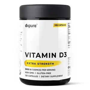 Vitamin D3 5000 IU Supplement - 120 Capsules - Vegan D3 Gluten Free Non-GMO