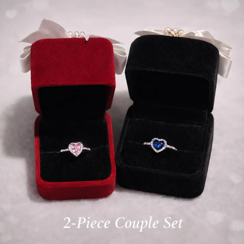 Elegant Heart Design Promise Ring for Women, Adjustable Band with Velvet Gift Box - Sentimental Love Gifts for Birthday, Anniversary, Heart Design Ring, Christmas