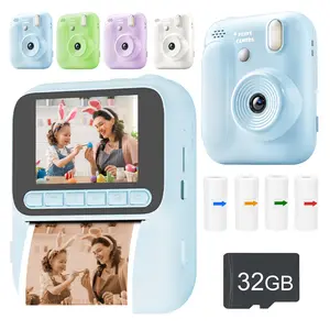 Kids Portable Instant Printing Digital Camera, Built in Flash, Time-lapse Photography, Continuous Shooting Mode, 1080P Clear Video Recording, Comes With 4 * Color Printing Paper And SD Card, Perfect Gift For Aged 3+Kids For Christmas, And Birthday Parties