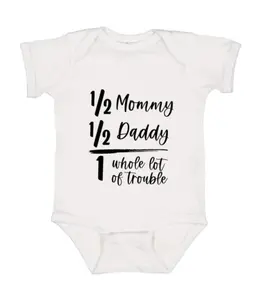 [Lunicora] Mommy + Daddy = Whole lot of trouble Onesie, Funny Baby Bodysuit, Sarcastic Novelty Baby Onesie, Funny Infant Onesie
