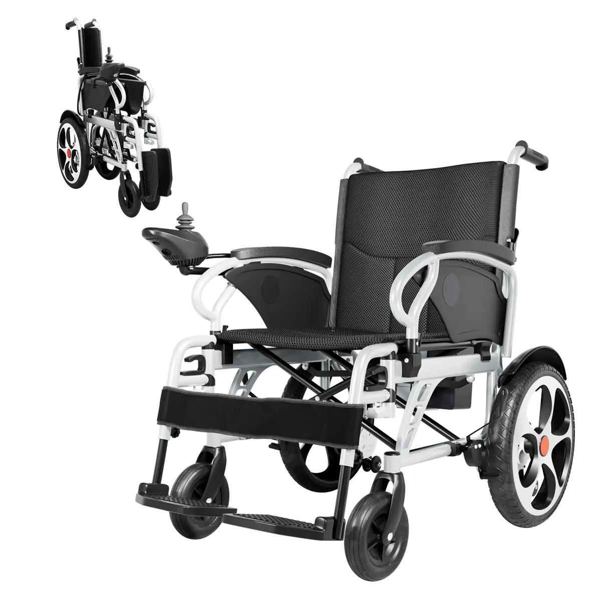 Foldable Electric Wheelchair 400 lb Capacity - 17" Air-Filled Tires, Dual 250W Motors, 19.3"Wide Seat & Long-Lasting Lithium Battery