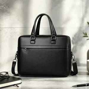 Men’s laptop bag/briefcase — classic men’s briefcase that holds documents, notebooks, and laptops; can be carried by hand, worn on one shoulder, or crossbody; minimalist, stylish design for everyday commuting and short trips; suitable for office wear; pre