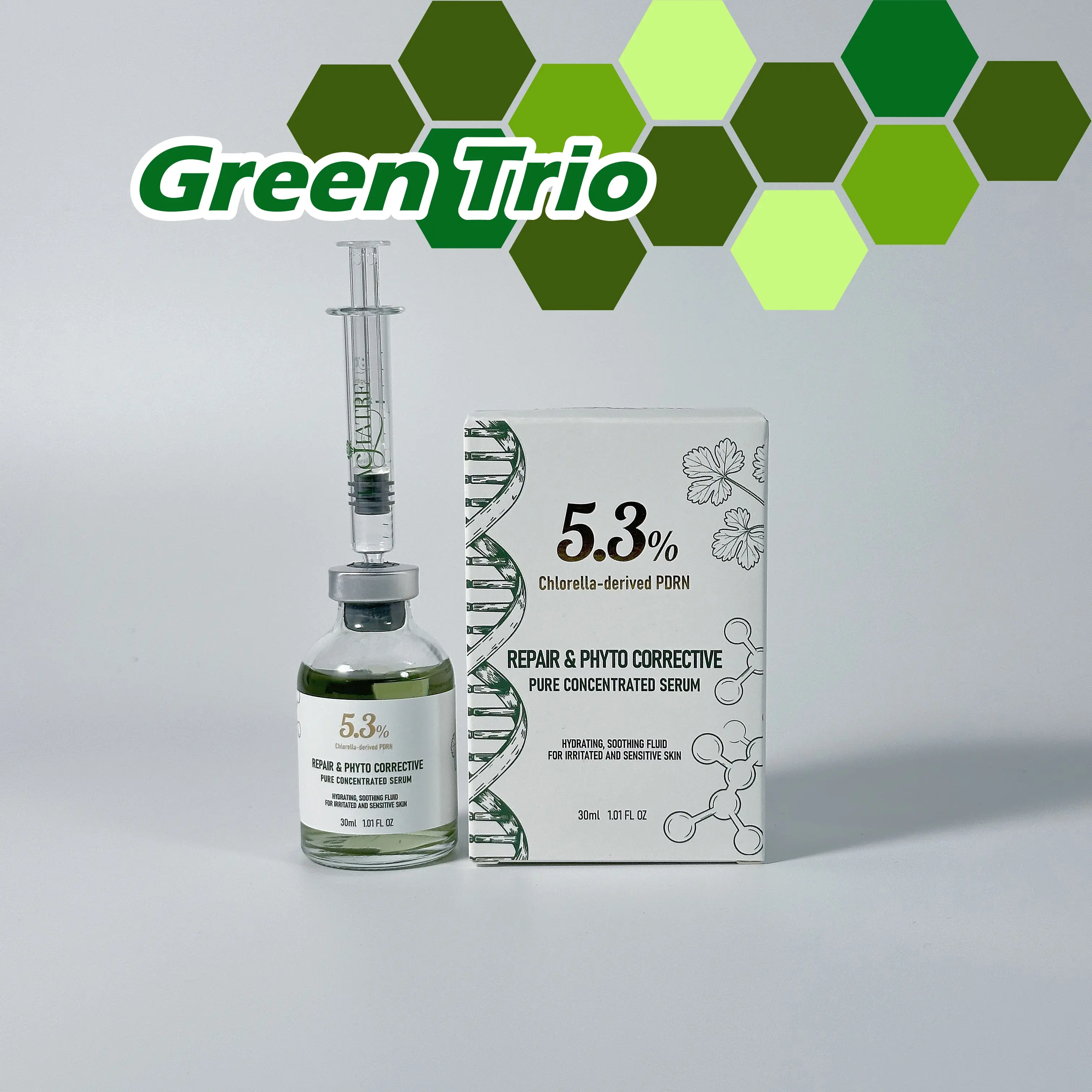 LACHATRE Green Trio 5.3% Chlorella PDRN Calming Serum - Natural Cooling, Lightweight, 0 Alcohol Formula for Balanced Skin Barrier Support, Post-Sun Comfort