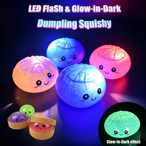 Expressive Big Dumpling LED FlaSh &Glow-in-the-Dark Squishy- Blind Box, Mysecret BunFidget Toy, Soft TPR Material, Stress Relief, UnboxingSurprise, Random Style per Pack.Valentine's Day andEaster gifts, suitable for children to exchange gifts