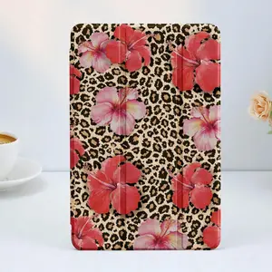 Floral & Leopard Print Tablet Case with Pen Slot, Soft Shockproof Tablet Protective Cover, Durable Protective for iPad