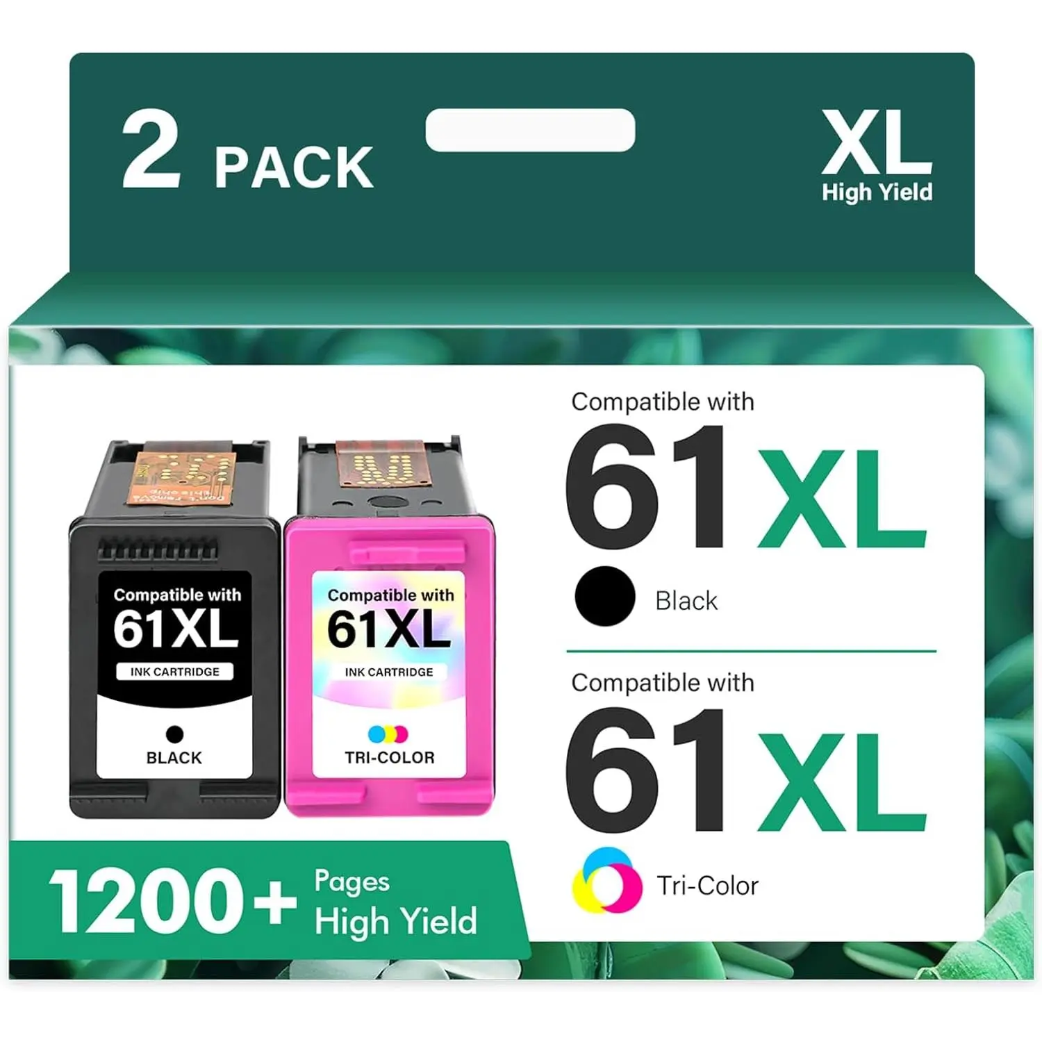 61XL 61 4500 5530 Ink  for  Printers  for HP61 Ink 61 XL Black and Color Combo Pack for Envy 4500 5530 4502 OfficeJet 4630 DeskJet 2540 Printer (1 Black, 1 Tri-Color, 2-Pack)