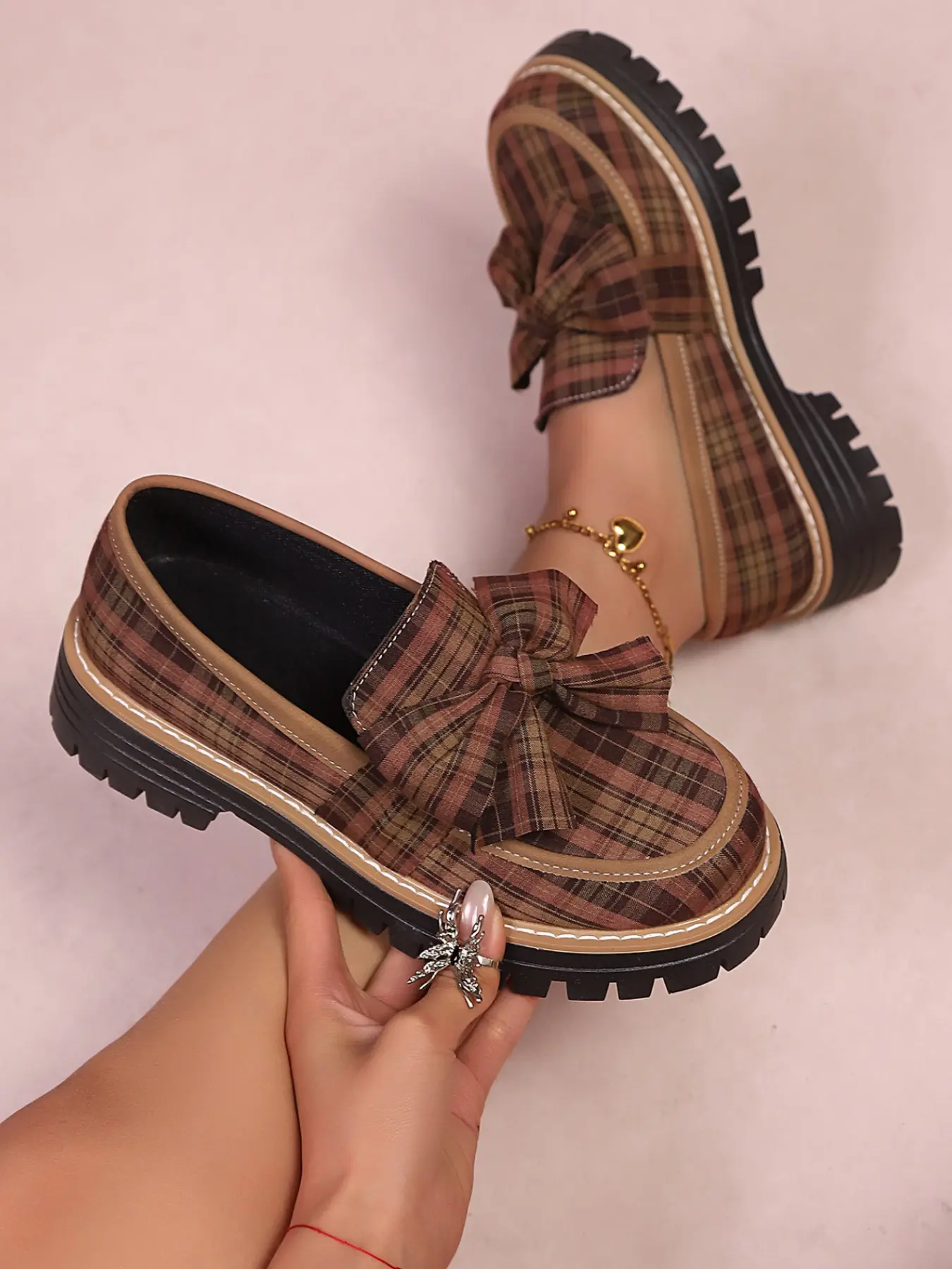 Women's Comfortable British Style Flatform Loafers Western Slip On, Vintage Bowknot Decoration, Perfect for Daily Wear, Retro British Style Low Top Flats, Affordable Loafers