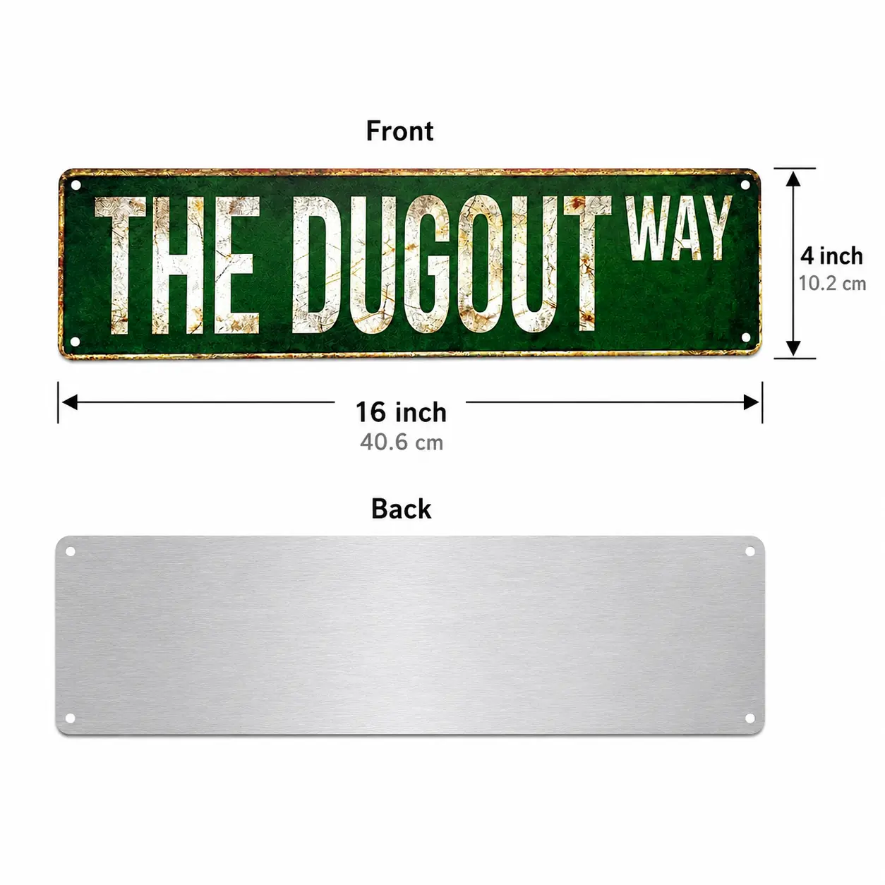 4x16 Inch Vintage Green Street  Aluminum Metal Plaque, Funny Sports  Decor for Baseball Football Fans, Man Cave Bar Garage Office Game Room Backyard, Rustic Retro Tin   Art, Gift for Men & Home Decor
