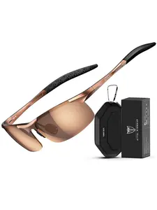 Men's Sport Polarized Sunglasses Uv400, Lightweight Aluminum-Magnesium Frame, Ideal for Golf, Fishing, Driving, Running, Includes Cleaning Cloth