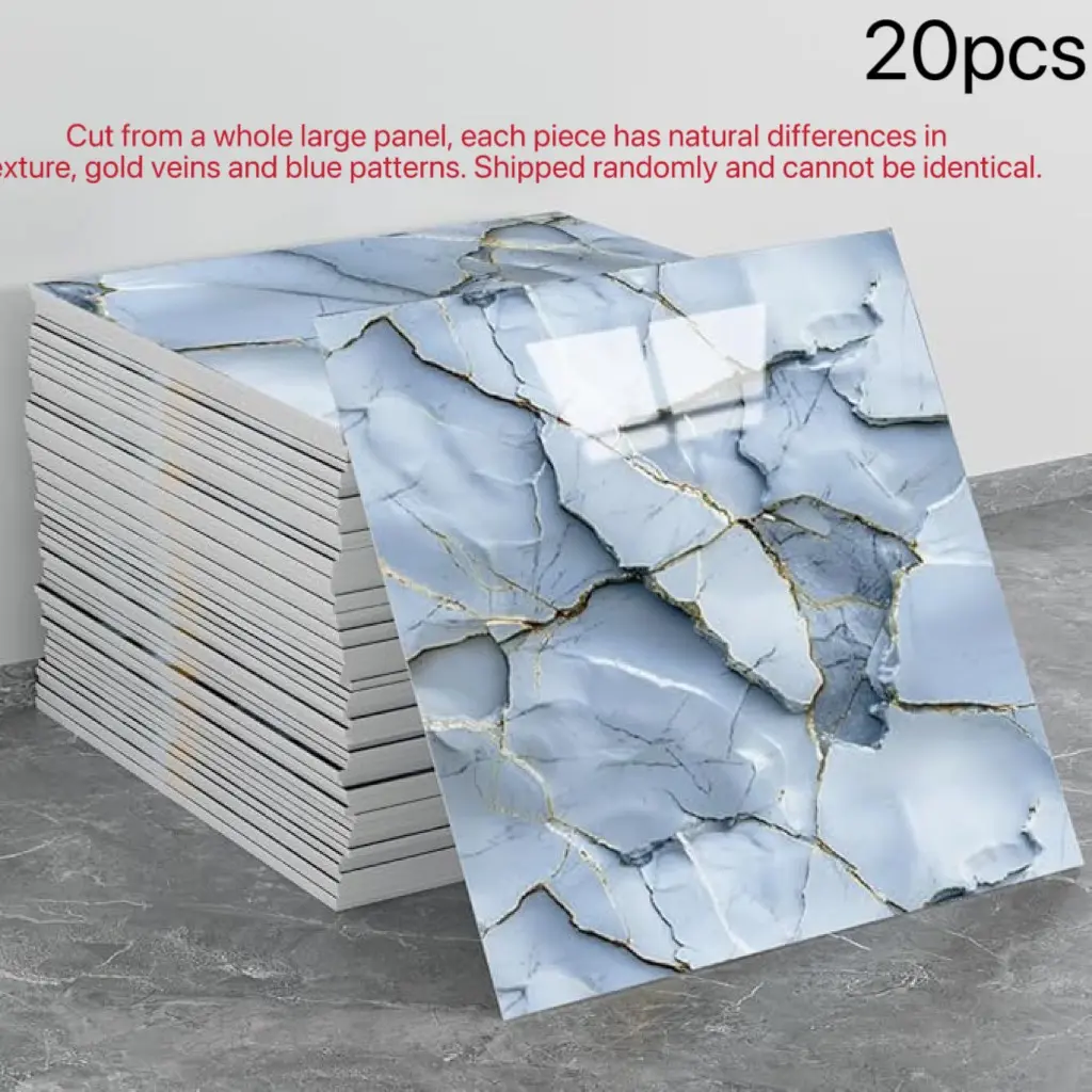 20 Pieces Artificial Stone Wall Panels, Waterproof PVC Shower Rock Panels, Bathroom Backsplash Tiles, Kitchen Wall Adhesive, Self Adhesive Panels