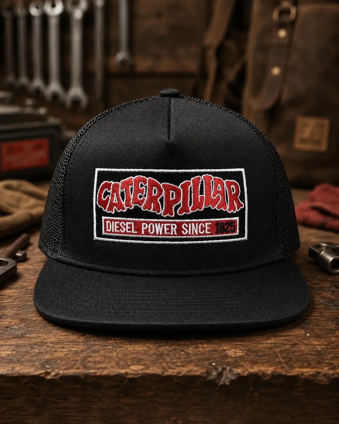 [Buy 1 get 1 FREE ] Caterpillar Diesel Power Trucker Cap – Rugged Workwear Mockup