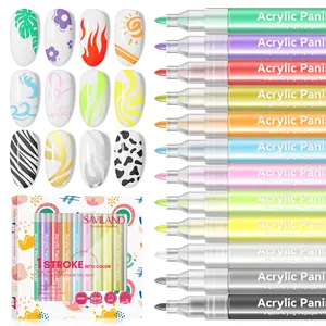 Saviland 12-Color Nail Art Pens Set includes 3D Nail Polish Dotting Tools & Acrylic Paint Pens for DIY Manicure & Salon Nail Designs