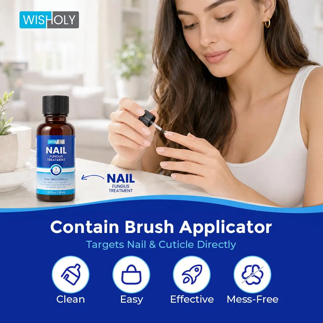 Wisholy Extra Strength Antifungal Nail Treatment – Triple Action Formula to Repair Damaged, Discolored & Brittle Toenails