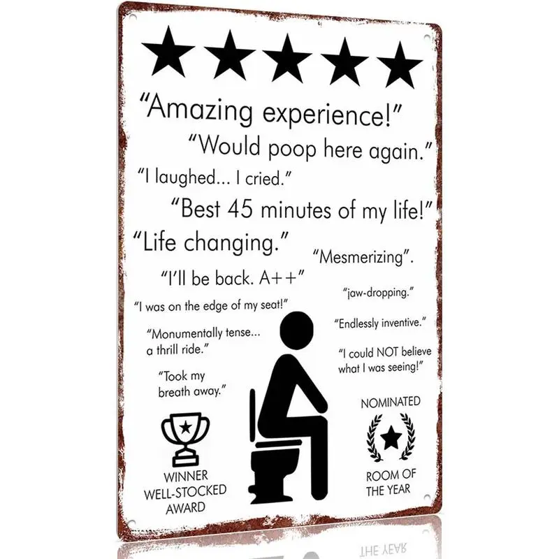 Fun Bathroom Wall Decor Plaque Amazing Experience Would Here Again 8*12 Inches Toilet Timer For Men Gag Gift Tin Sign Easy Hanging Decorative  Friend Decoration Eye