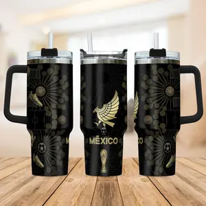Mexico Soccer 2026 Tumbler 20oz 40oz, Mexico Football Fan Cup, Mexican Flag Travel Mug with Handle, Soccer Lover Gift