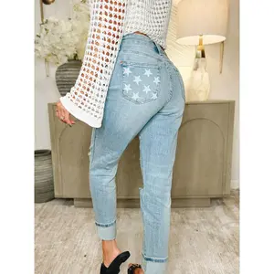 Judy Blue Star Struck Mid Rise Cuff Boyfriend Jeans *JB