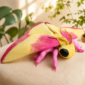 24cm/9.44in Rosy Maple Moth Plush, Large Realistic Insect Stuffed Animal, Huggable Stuffed Animal, Ultra-Soft Moth Plush Inspired by Nature & Forest Creatures, Aesthetic Room Decor, Bedroom & Desk Decoration, Collectible Gift for Teens & Insect Lovers