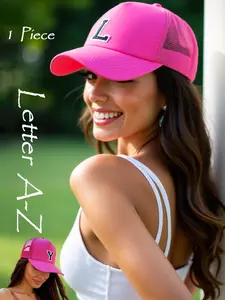 Unisex All-Season Letter Baseball Hat, Custom Initials Hat, Classic Baseball Cap, Breathable Mesh Design Dad Cap, Adjustable Fit for Outdoor Sports & Casual Wear