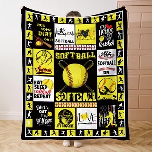 Baseball Sports Pattern Printed Blanket, 1 Count Soft Comfortable Throw Blanket, Cool Bedroom Bedding Blankets, Air-conditioned Room Blanket, Warm Nap Blanket for Home Office, Cozy Throw Blanket
