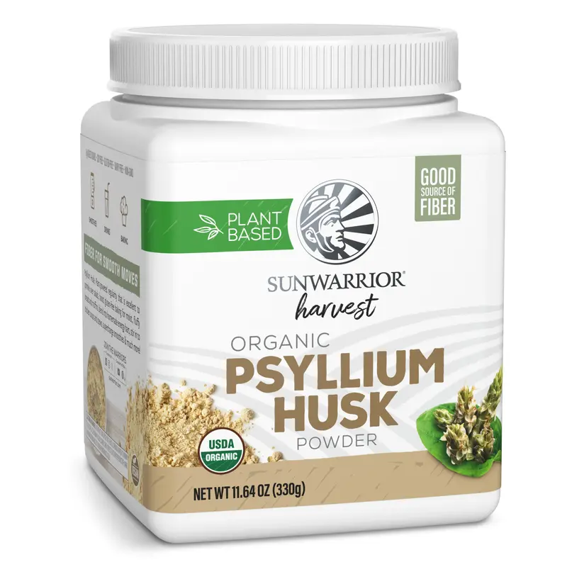 Sunwarrior Organic Psyllium Husk Powder - Edible Dietary Supplement, Vegan Natural Gut Booster for Adults, Daily Gut Support & Digestive Health, Certified Organic, Gluten-Free, Non-GMO, Keto-Friendly, 11.6 oz