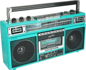 Supersonic SC-3201BT Vintage Stereo Boombox with Bluetooth Speaker Cassette Player AM/FM/SW Radio MP3 USB SD Card Compatibility 3.5mm Jack - Batteries Not Included