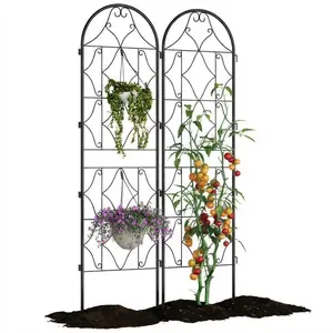 Garvee Set of 2 Large Black Metal Garden Trellis Panels, 22 x 75 Inches Each, Durable and Rust-Resistant Decorative Support for Outdoor Climbing Plants, Vines, Vegetables, and Flowers