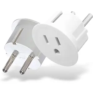 American USA To European plug adapter – Type E/F schuko plug adapter - Use in Germany, France, & more - CE Certified – For Mobile, Laptop & Camera Chargers - 2 Pack