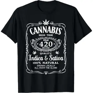 Cannabis High Time Old 420 Quality Indica & Sativa Weed T-Shirt men gifts graphic teesFashion 	   Unisex T-shirts M-5XL