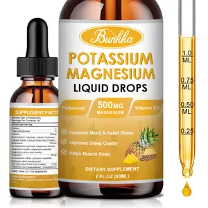 Potassium Magnesium Liquid Supplement - 500mg Magnesium & 99mg Potassium with Calcium, Vitamin D3, Zinc. Dietary Edible. Fitness Healthcare