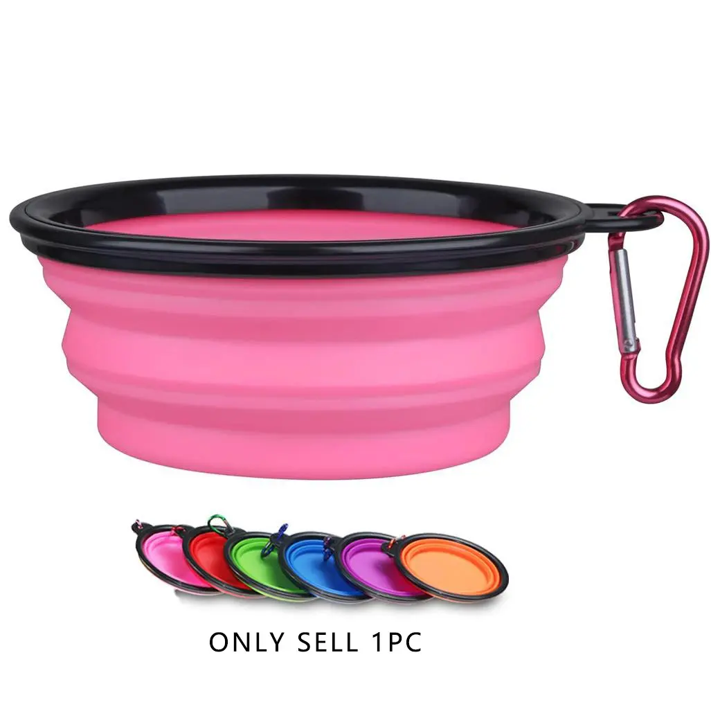 Foldable Portable Pet Feeding Bowl with Carabiner, Dog & Cat Travel Bowl, Puppy Bowl for Outdoor Adventure, Pet Accessories