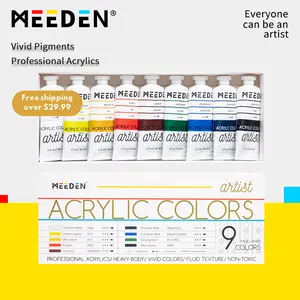 MEEDEN Artist Acrylic Paint Set - 60ml/ 2oz*9 Heavy Body Acrylic Paint Tubes - Art Supplies for Canvas Painting