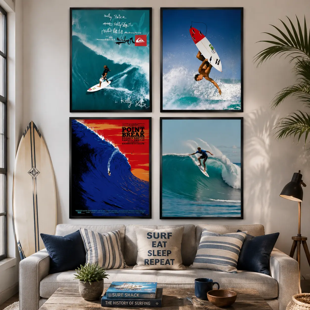 Vintage Surf Canvas Poster |   Ocean Wall Art for Bedroom, Living Room & Office