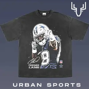 CEEDEE LAMB 2.6 Football Retro Graphic Tee, Urban Sports Streetwear Shirt, Vintage Style Fan T-Shirt, Championship Inspired Oversized Washed Tee, Unisex Casual Sports Graphic Top for Men Women Fans
