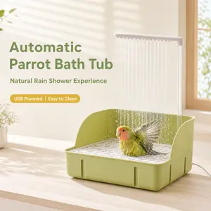 Natural Rain Shower Birds Love! Electric Recirculating Bird Bath Tub with Dual Rain Sprinkler | USB 5V Quiet Pump | Anti-Splash Cage Bath Box | For Budgies, Cockatiels, Lovebirds & Small Conures