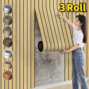 3 Rolls 3D wood grain wall panels, self-adhesive foam thickened wallpaper, textured design, home decoration wall stickers, peel and stick, easy to clean and install, removable, suitable for renovation of living rooms, bedrooms, ceiling