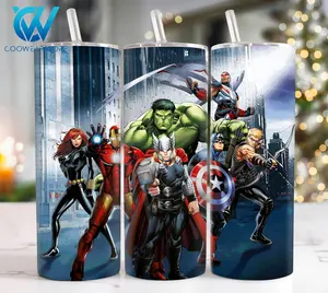 Superhero 20 oz Skinny Tumbler, Iconic Movie Heroes Design