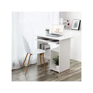 30Inch Small Computer Desk For Small Spaces, Computer Desk With Shelves And Keyboard Tray, Standing Compact Desk With Storage, Home Office Study Computer Desk With Monitor Stand, White