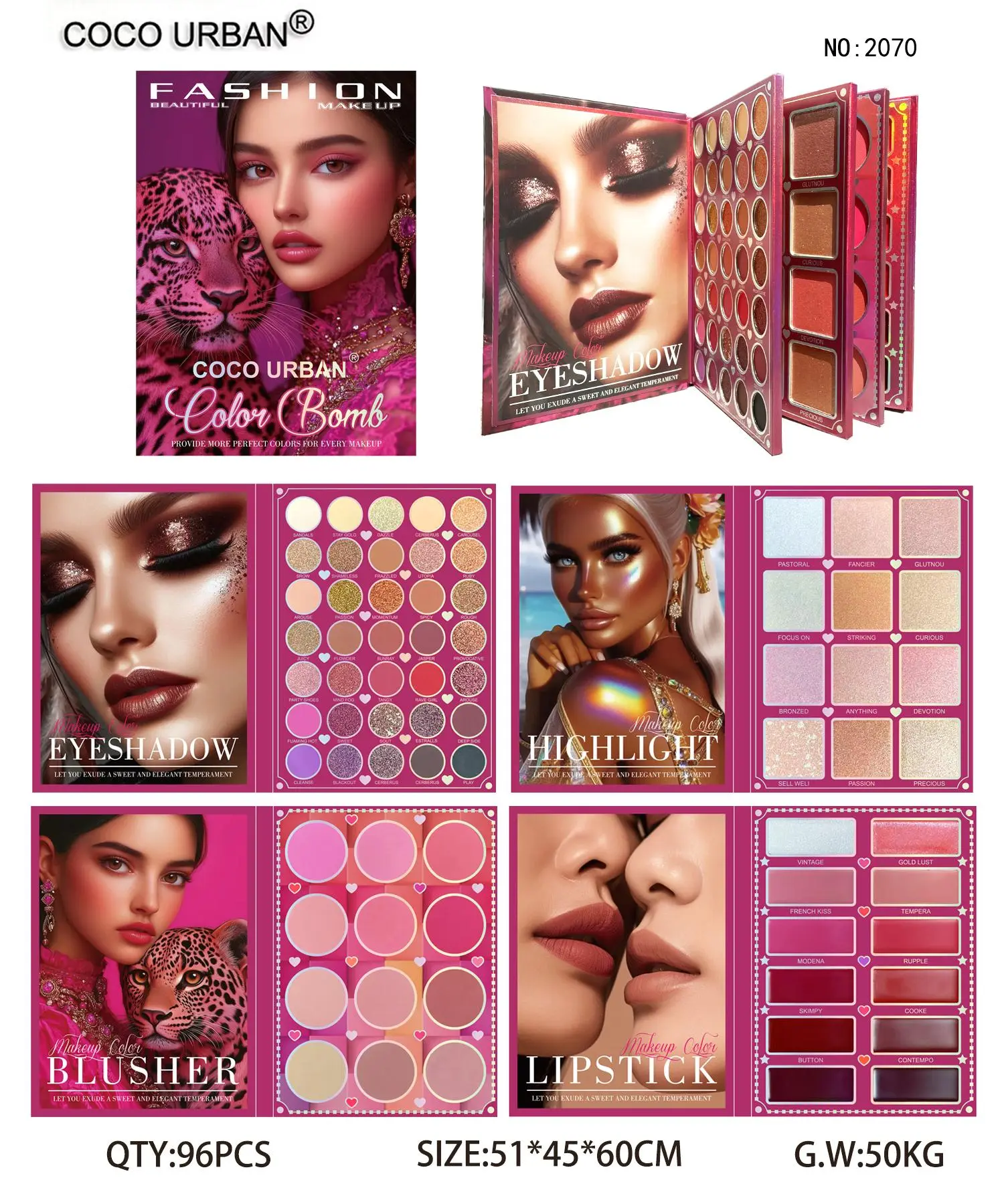 Color Bomb Eyeshadow Palette NO 2070 Vibrant Shades Glitter & Matte Finishes 96PCS  Perfect for Any Occasion Makeup Cosmetic