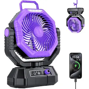 Camping Fan, 20000mAh Portable Rechargeable   Fan with Stepless Wind Speed, Personal Desk USB with Light for Outdoor, , Tent, Fishing, Camping