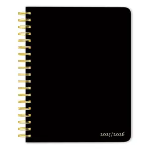 Black Solid | 2026 6 x 7.75 Inch 18 Months Weekly Desk Planner | Foil Stamped Cover | July 2025 - December 2026 | Plato | Planning Stationery