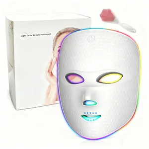 2026 New 7 Color LED Mask, Wireless LED Face Mask, Rechargeable Facial Mask, Near Infrared Design, Rechargeable, Home & Travel Use, Includes Cleansing Brush
