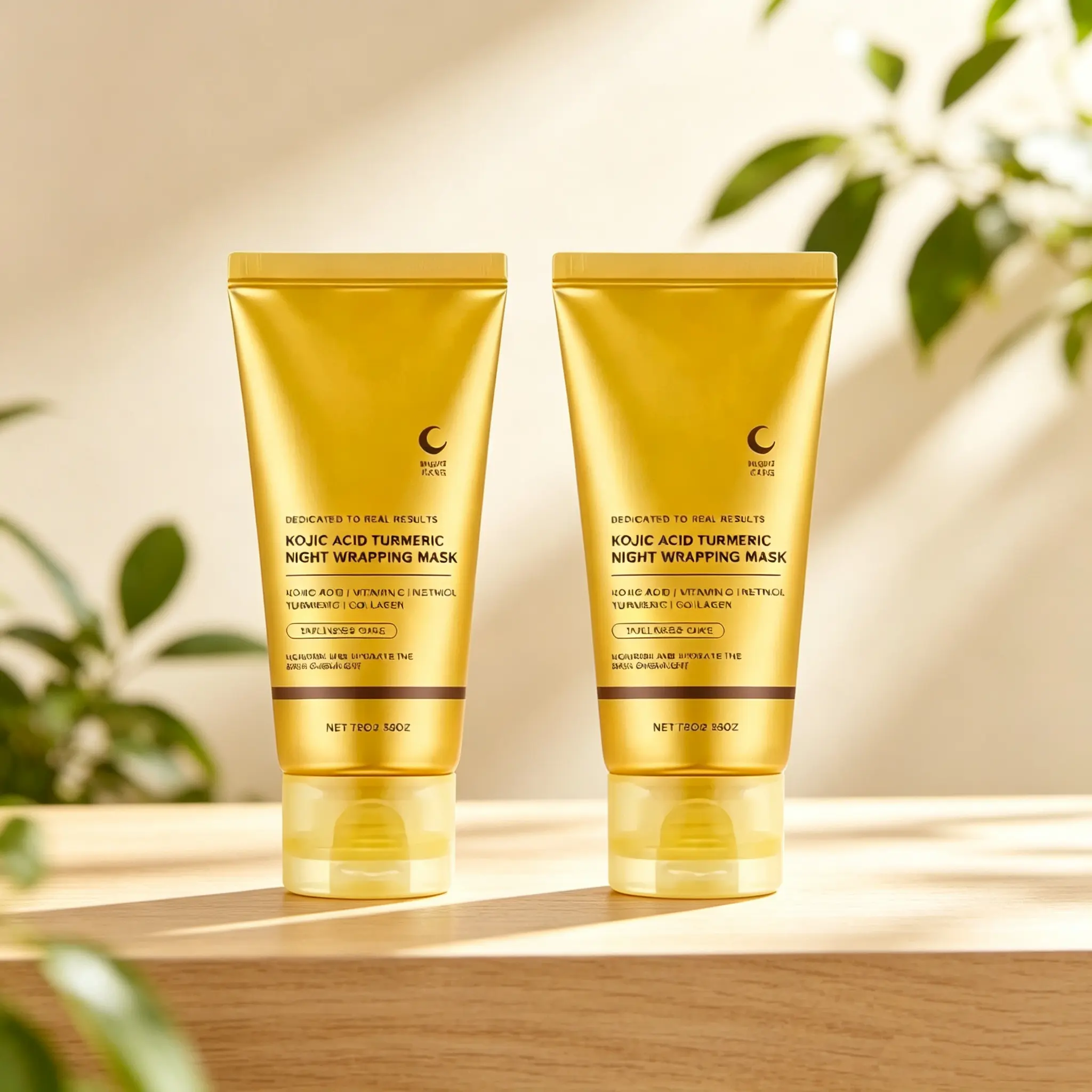 Kojic Acid Turmeric Collagen Night Wrapping Gel Facial Mask 2 Count Set, Collagen Face Masks, Hydrating Facial Mask, Overnight Moisturizing Sleeping Mask