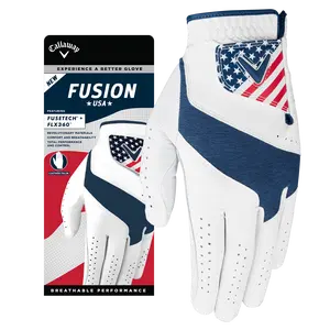 Callaway Golf Men's Team USA Fusion Golf Glove in White/Navy/Red | Size: Medium