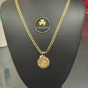 El Trebol de Oro Corte Brillo Size 18” 3.5mm Heart Shaped Necklace Gold Plated Adjustable