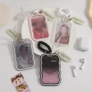 Clear Card Holder with Keychain, 1 Count Lovely Simple Style Card Protector, Identification Badges & Supplies for Students & Office Workers, ID Badge Reel