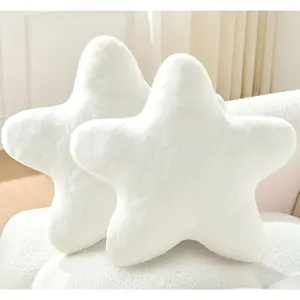 Set of 2 15" White Cute Star Decorative Throw Pillows for Couch Bed