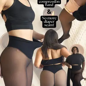 Viral Waist Snatch Fleece Tights Women Slim Winter Semi-Transparent One-Seam Shaping Leggings